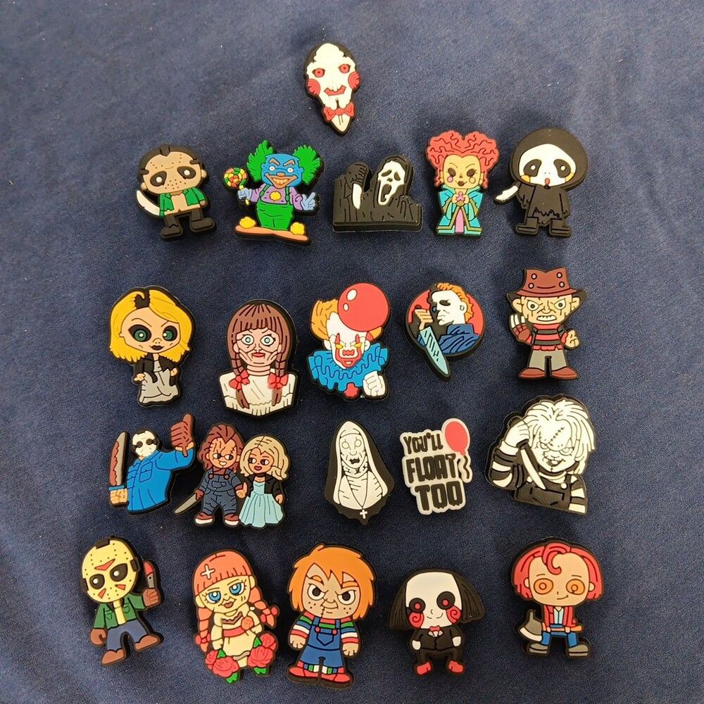 Jibbitz 21 Horror Movie Themed Croc Charms Chucky It Freddie Scream New Novelty